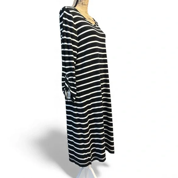 Talbots Black and Gray Heather Knitwear Knee Length Dress. Size medium EC - Picture 3 of 7